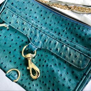 Rebecca Minkoff MAC teal ostrich crossbody bag